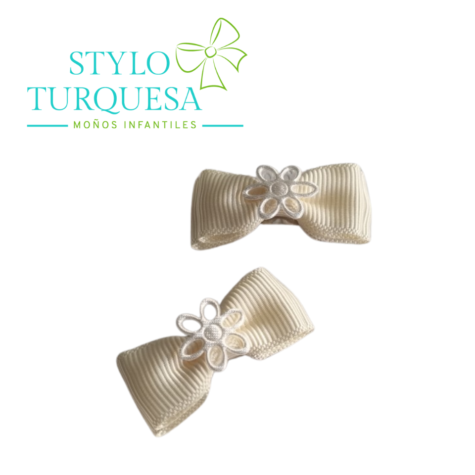 Mini Corbata Doble con Flor Stylo Turquesa